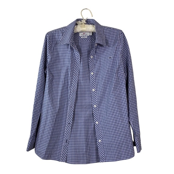 Vineyard Vines Tops - Vineyard Vines Button Up Size 0 Classic blue white‎ gingham top blouse